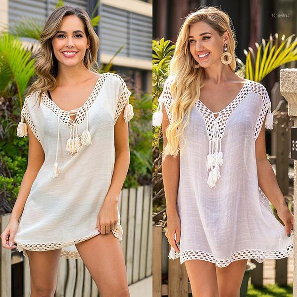 summer european and american bikini beach blouse v-neck bandage knitted hand hook split sunscreen clothing women's swimwear, White;black
summer european and american bikini beach blouse v-neck bandage knitted hand hook split sunscreen clothing women's swimwear, White;black