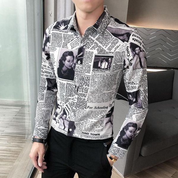 camisa masculina men's long sleeve spaper printed shirt autumn flower men formal shirts for ropa de hombre 2021 dress, White;black
camisa masculina men's long sleeve spaper printed shirt autumn flower men formal shirts for ropa de hombre 2021 dress, White;black