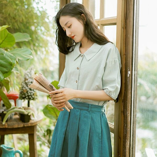 johnature women korean style shirts and solid color summer button short sleeve blouses female casual shirts 210521, White
johnature women korean style shirts and solid color summer button short sleeve blouses female casual shirts 210521, White