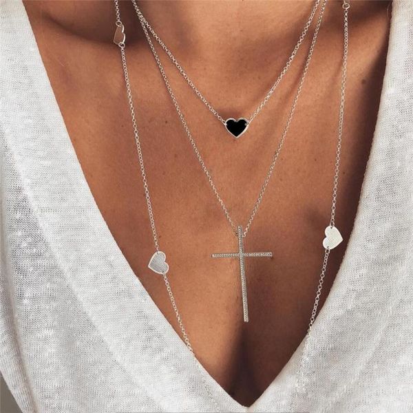 pendant necklaces cross religious heart chain necklace charm fancy multi layer fine jewelry gifts for women her, Silver
pendant necklaces cross religious heart chain necklace charm fancy multi layer fine jewelry gifts for women her, Silver