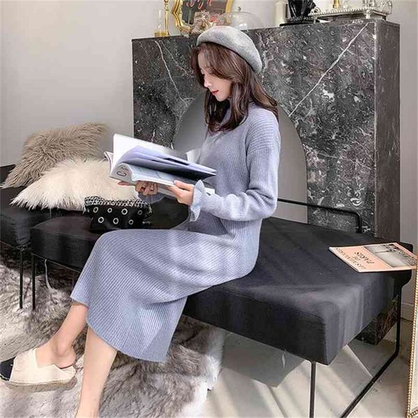 female sweater autumn and winter long solid color long-sleeved knee knit lotus leaf sleeve thick warm slim 210427, White;black
female sweater autumn and winter long solid color long-sleeved knee knit lotus leaf sleeve thick warm slim 210427, White;black