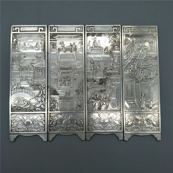 chinese old tibetan silver relief classical character pattern screen feng shui decoration, Brown
chinese old tibetan silver relief classical character pattern screen feng shui decoration, Brown