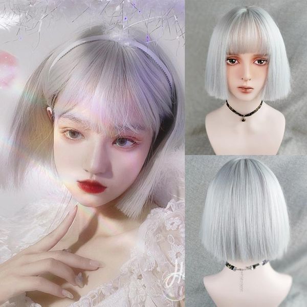 synthetic wigs ailiade short straight bangs silver golden green orange pink anime cosplay wig female daily false hair, Black
synthetic wigs ailiade short straight bangs silver golden green orange pink anime cosplay wig female daily false hair, Black