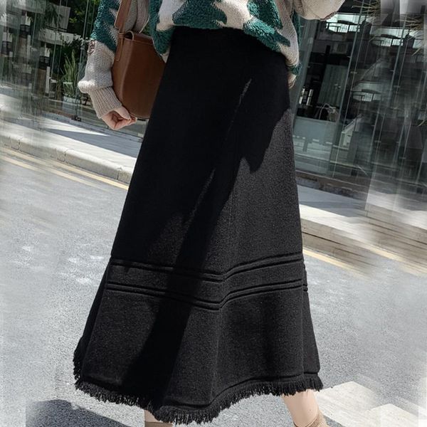 skirts maxi high waist solid casual bottoms autumn winter fashion tassel knitted long skirt female warm a-line de97, Black
skirts maxi high waist solid casual bottoms autumn winter fashion tassel knitted long skirt female warm a-line de97, Black
