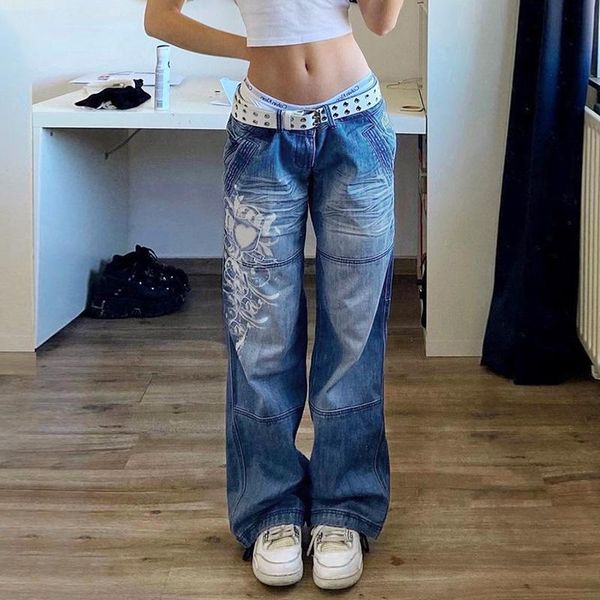 women's jeans korean y2k graphic print denim low waist vintage fairy grunge cargo baggy capri straight pants women urban casual clothin, Blue
women's jeans korean y2k graphic print denim low waist vintage fairy grunge cargo baggy capri straight pants women urban casual clothin, Blue