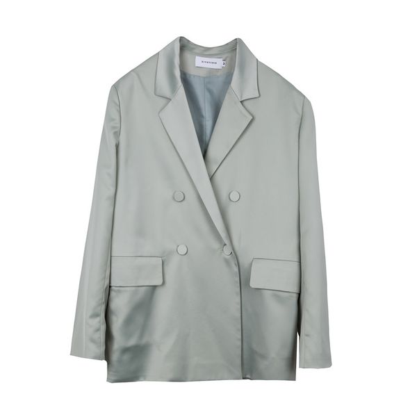 women solid color casual double breasted satin blazer notched long sleeve loose jacket fashion summer 16f1389 210510, White;black
women solid color casual double breasted satin blazer notched long sleeve loose jacket fashion summer 16f1389 210510, White;black