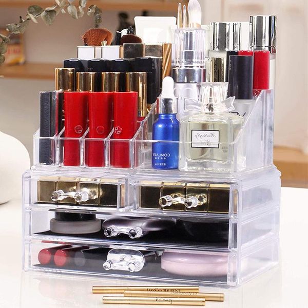 jewelry & cosmetic storage display boxes two pieces set, organizer makeup holder, holder bins
jewelry & cosmetic storage display boxes two pieces set, organizer makeup holder, holder bins