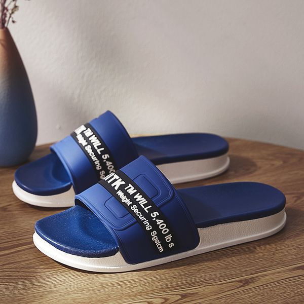 men slippers summer trend indoor bathroom slippers mens leisure room flats shoes, Black
