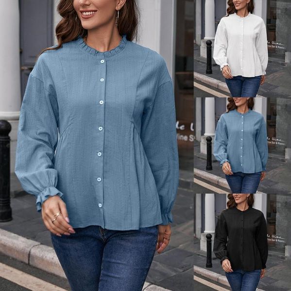 women's blouses & shirts women fashion boutique blouse long sleeve solid cotton and linen shirt o-neck casual roupas femininas, White
women's blouses & shirts women fashion boutique blouse long sleeve solid cotton and linen shirt o-neck casual roupas femininas, White
