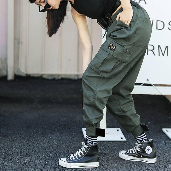 women's pants & capris cotton high waist cargo 2021 spring pink khaki black female trousers, Black;white
women's pants & capris cotton high waist cargo 2021 spring pink khaki black female trousers, Black;white