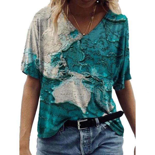 stylish women t-shirt map printing v neck polyester short sleeve blouse for summer streetwear women's, White
stylish women t-shirt map printing v neck polyester short sleeve blouse for summer streetwear women's, White