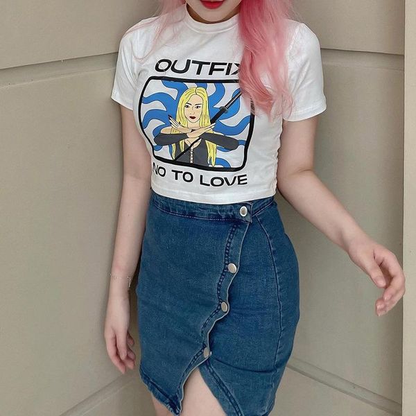 women's t-shirt europe and the united states 2021 summer slim round neck chest print exposed umbilical thin white short-sleeved women
women's t-shirt europe and the united states 2021 summer slim round neck chest print exposed umbilical thin white short-sleeved women