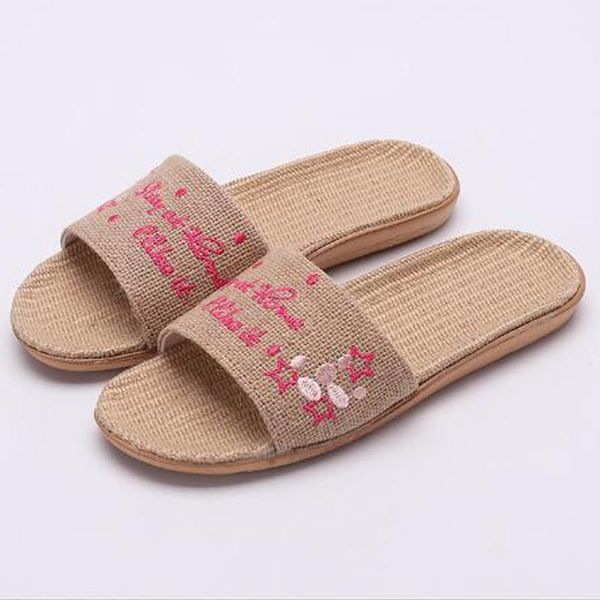 women's summer house linen slippers embroidered letter flax beach flip flops women slides indoor home shoes sandals, Black
women's summer house linen slippers embroidered letter flax beach flip flops women slides indoor home shoes sandals, Black