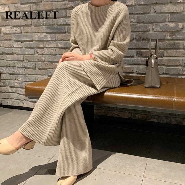 realeft autumn winter 2 pieces women sets knitted tracksuit o-neck split sweater and wide leg jogging pants pullover suits 210929, White
realeft autumn winter 2 pieces women sets knitted tracksuit o-neck split sweater and wide leg jogging pants pullover suits 210929, White