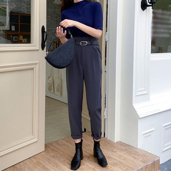 women's two piece pants high waist suit with belt loose straight pocket female trousers spring korean office elegant lady bottoms, White
women's two piece pants high waist suit with belt loose straight pocket female trousers spring korean office elegant lady bottoms, White