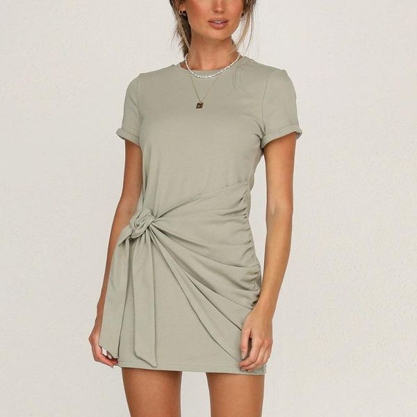 women short sleeve o-neck lace up design bow decor mini dress summer solid casual slim package hip bodycon pencil vestidos femme dresses, Black;gray
women short sleeve o-neck lace up design bow decor mini dress summer solid casual slim package hip bodycon pencil vestidos femme dresses, Black;gray