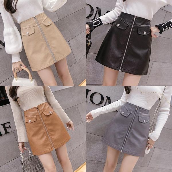 skirts 2021 autumn winter women pu leather mini skirt with fake pockets zipper a-line package hip high waist clothing, Black
skirts 2021 autumn winter women pu leather mini skirt with fake pockets zipper a-line package hip high waist clothing, Black