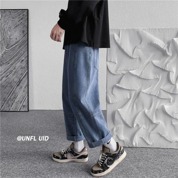 men's jeans washed blue stitching mens clothing loose straight wide-leg casual pants hiphop streetwear denim trousers four seasons
men's jeans washed blue stitching mens clothing loose straight wide-leg casual pants hiphop streetwear denim trousers four seasons
