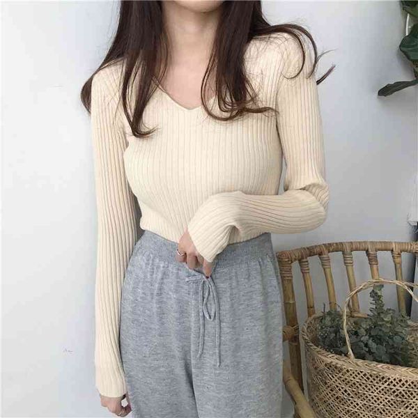 spring fashion v-neck sweater solid women long sleeve autumn winter clothes knit slim warm pullover 210510, White;black
spring fashion v-neck sweater solid women long sleeve autumn winter clothes knit slim warm pullover 210510, White;black