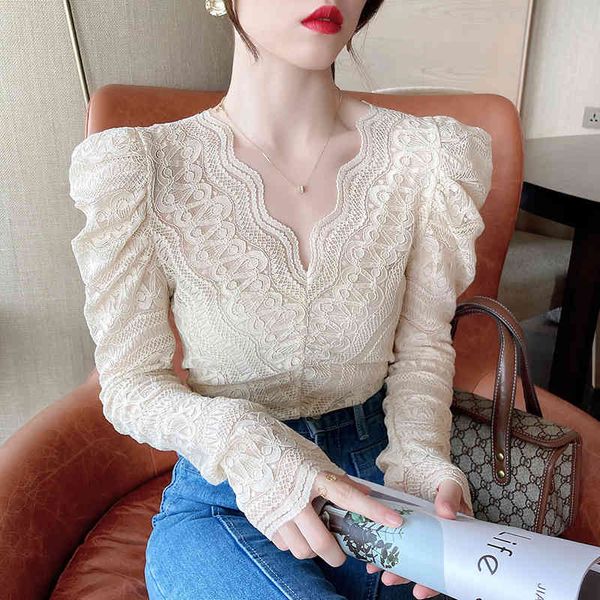 lace women blouse women's autumn winter transparent solid color v-neck long sleeve ladies shirts 250g 210420, White
lace women blouse women's autumn winter transparent solid color v-neck long sleeve ladies shirts 250g 210420, White