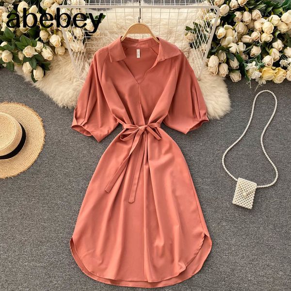 women casual korean dress retro turndown-collar sashes office summer elegant solid streetwear short 210512, Black;gray
women casual korean dress retro turndown-collar sashes office summer elegant solid streetwear short 210512, Black;gray