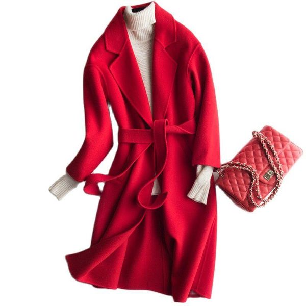 women's wool & blends long solid double sided 100% jacket women elegant overcoat winter coat casual belt windbreaker outerwear female c, Black
women's wool & blends long solid double sided 100% jacket women elegant overcoat winter coat casual belt windbreaker outerwear female c, Black