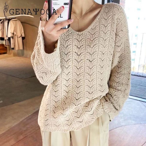 genayooa loose korean hollow out pullover women sweater long sleeve autumn winter jumper fashionable 210417, White;black
genayooa loose korean hollow out pullover women sweater long sleeve autumn winter jumper fashionable 210417, White;black