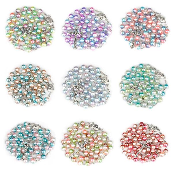 colors colorful bead glass pearl catholic christian cross rosary necklace prayer long statement religious jewelry pendant necklaces, Silver
colors colorful bead glass pearl catholic christian cross rosary necklace prayer long statement religious jewelry pendant necklaces, Silver