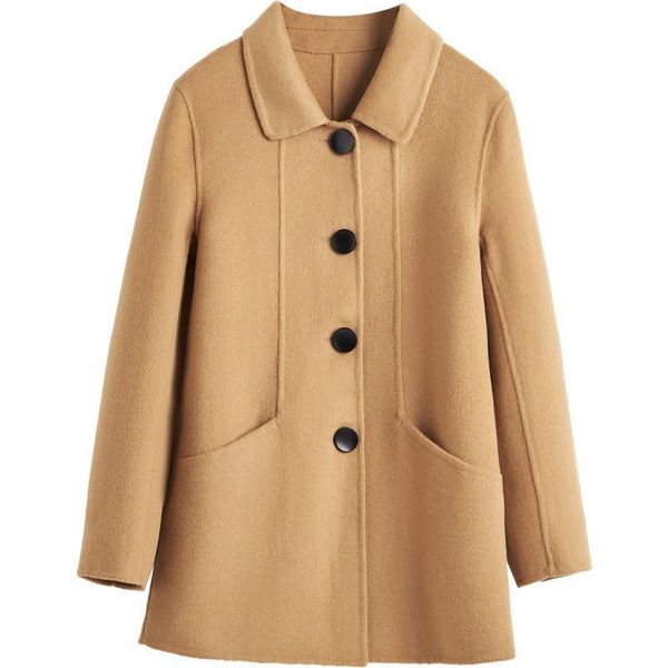women's wool & blends autumn / winter 2021 woolen coat korean version of mid long single breasted small double faced, Black
women's wool & blends autumn / winter 2021 woolen coat korean version of mid long single breasted small double faced, Black