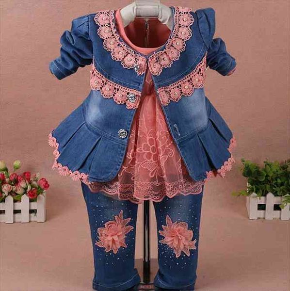 spring girls flower denim jacket t shirt pant clothing sets 3pcs kids clothes autumn casual suit jeans, White
spring girls flower denim jacket t shirt pant clothing sets 3pcs kids clothes autumn casual suit jeans, White