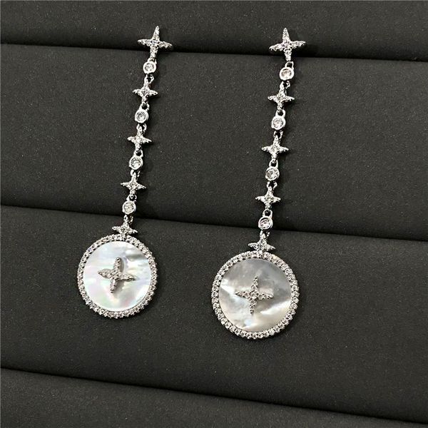 umgodly luxury brand mother shell earrins cubic zirconia stones corss star long drop earrings woman jewelry, Silver
umgodly luxury brand mother shell earrins cubic zirconia stones corss star long drop earrings woman jewelry, Silver