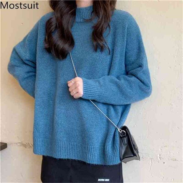 korean casual fashion knitted women sweaters long sleeve mock neck solid pullovers soft warm ladies jumpers 210513, White;black
korean casual fashion knitted women sweaters long sleeve mock neck solid pullovers soft warm ladies jumpers 210513, White;black