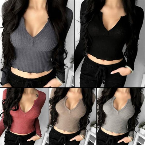 women's t-shirt womens solid deep v neck casaul crop basic slim long sleeve t shirt ladies short plain top, White
women's t-shirt womens solid deep v neck casaul crop basic slim long sleeve t shirt ladies short plain top, White