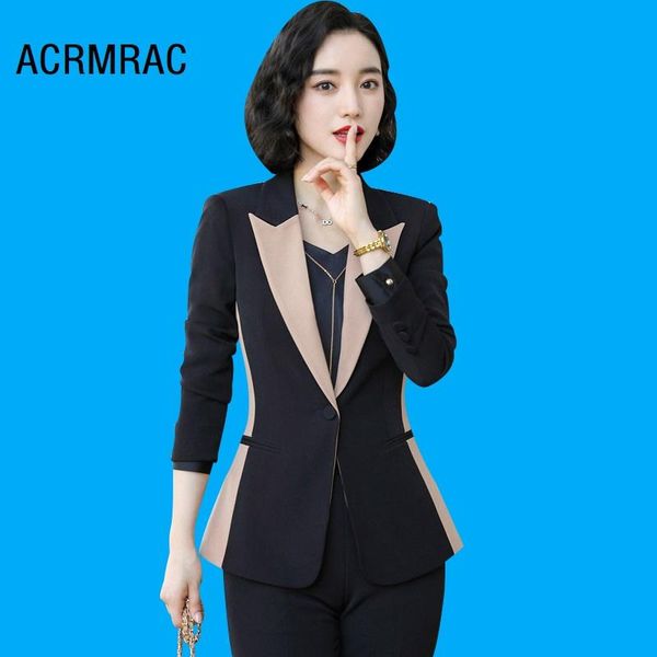 women's suits & blazers women slim autumn contrast color long sleeve jacket pants 2-piece set ol formal woman 9856, White;black
women's suits & blazers women slim autumn contrast color long sleeve jacket pants 2-piece set ol formal woman 9856, White;black