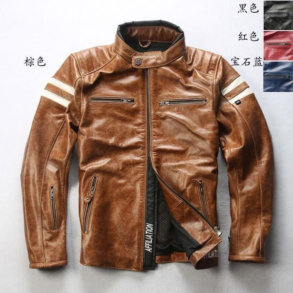men's leather & faux factory 2021 men vintage brown genuine motorcycle jacket 100% real stitching cowhide rider biker jackets, Black
men's leather & faux factory 2021 men vintage brown genuine motorcycle jacket 100% real stitching cowhide rider biker jackets, Black