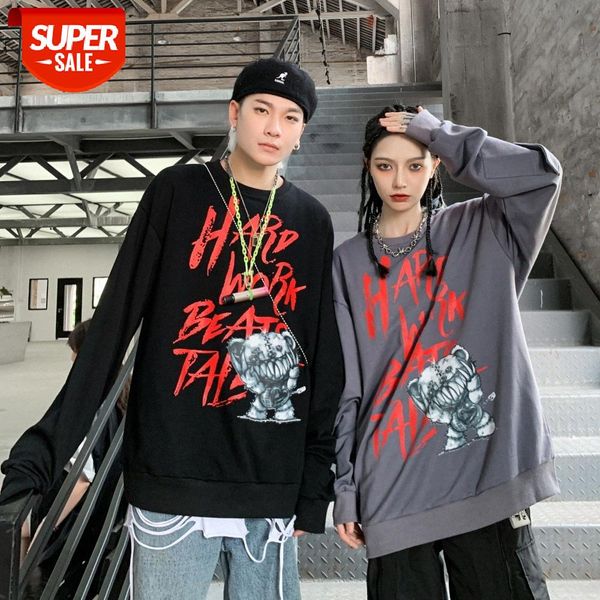 round neck sweater men and women brand japanese hong kong wind destruction bear print loose large size flow lovers jacket #ki0e, Black 
round neck sweater men and women brand japanese hong kong wind destruction bear print loose large size flow lovers jacket #ki0e, Black