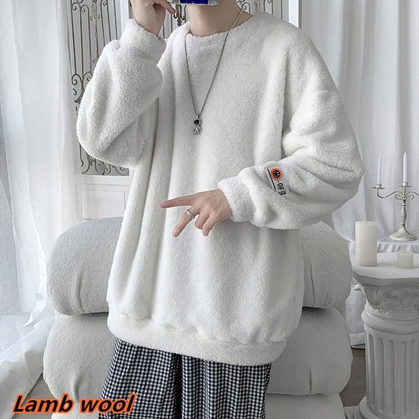 men's sweaters 2022 warm sweater fashion lamb velvet round neck casual plus, White;black
men's sweaters 2022 warm sweater fashion lamb velvet round neck casual plus, White;black