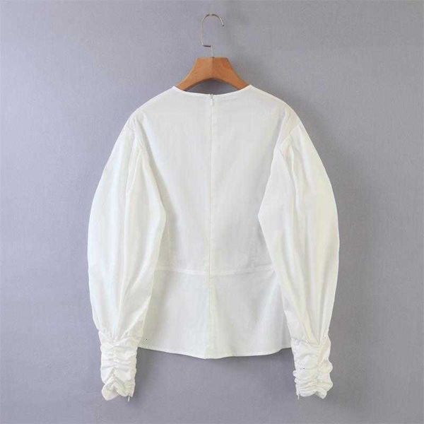 women's blouses & shirts early autumn clothing all-match thin solid color ruffled round neck long-sleeved blouse bugx, White
women's blouses & shirts early autumn clothing all-match thin solid color ruffled round neck long-sleeved blouse bugx, White