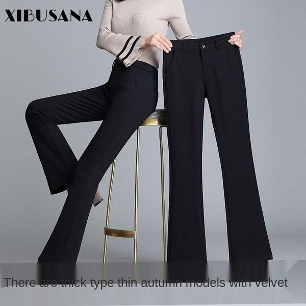women's flare pants 2021 autumn polyester high waist female casual plus velvet thickened elasticity slim trousers & capris, Black;white
women's flare pants 2021 autumn polyester high waist female casual plus velvet thickened elasticity slim trousers & capris, Black;white