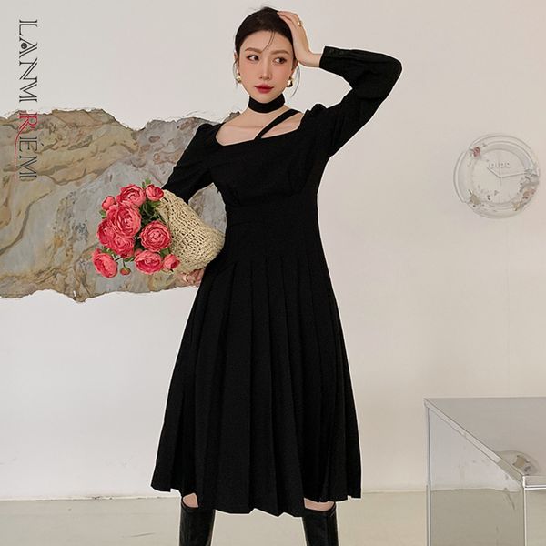 women long sleeve square neck black dress pleated large size dresses fit lady fashion tide summer 2h078 210507, Black;gray
women long sleeve square neck black dress pleated large size dresses fit lady fashion tide summer 2h078 210507, Black;gray