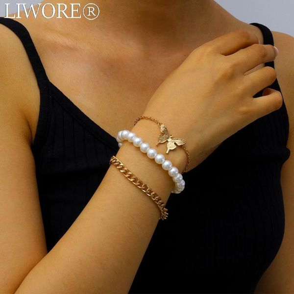 link, chain 2021 bohemian pearl bracelet set butterfly metal geometric retro golden jewelry, Black
link, chain 2021 bohemian pearl bracelet set butterfly metal geometric retro golden jewelry, Black