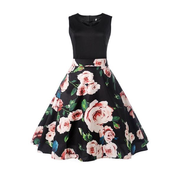 autumn printed retro big swing casual patchwork sleeveless dress ladies slim v-neck floral dresses, Black;gray
autumn printed retro big swing casual patchwork sleeveless dress ladies slim v-neck floral dresses, Black;gray