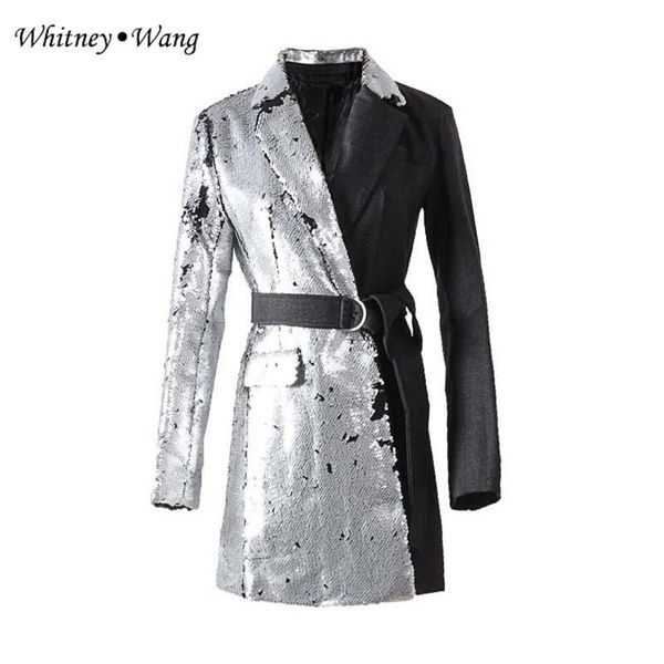 women's suits & blazers whitney wang 2021 autumn winter fashion designer style colors contrast sequins blet blazer women office lady co, White;black
women's suits & blazers whitney wang 2021 autumn winter fashion designer style colors contrast sequins blet blazer women office lady co, White;black
