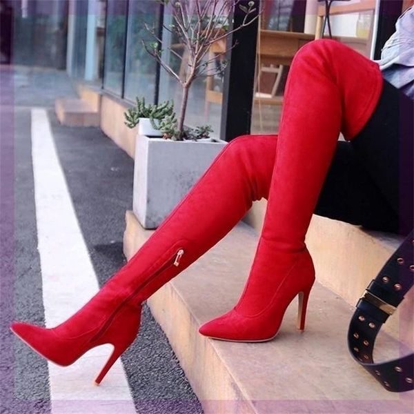 dress shoes shoe factory autumn and winter wrap leg elastic knee length red boots women's pointed thin heel high suede, Black
dress shoes shoe factory autumn and winter wrap leg elastic knee length red boots women's pointed thin heel high suede, Black