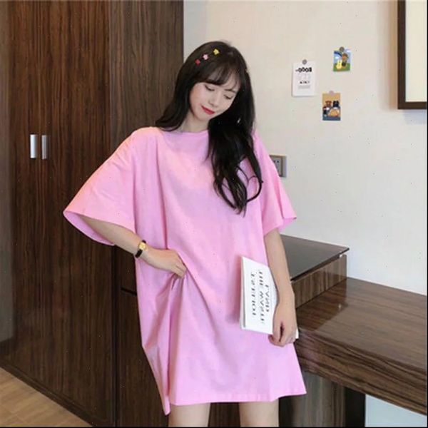 women womens fashion t shirt dress solid loose long styles o neck candy colors short sleeve tees casual streetwear, White
women womens fashion t shirt dress solid loose long styles o neck candy colors short sleeve tees casual streetwear, White