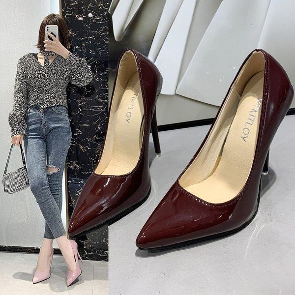 dress shoes red pointed toe high heels patent leather stiletto shallow mouth pumps temperament professional ol work women's, Black
dress shoes red pointed toe high heels patent leather stiletto shallow mouth pumps temperament professional ol work women's, Black