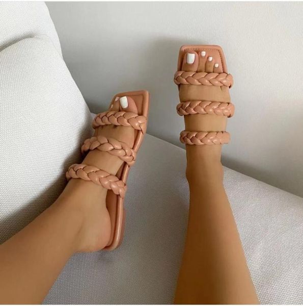 solid color woven slippers square toe women sandal 2021 plus size gladiator rome shoes summer beach slides for, Black
solid color woven slippers square toe women sandal 2021 plus size gladiator rome shoes summer beach slides for, Black