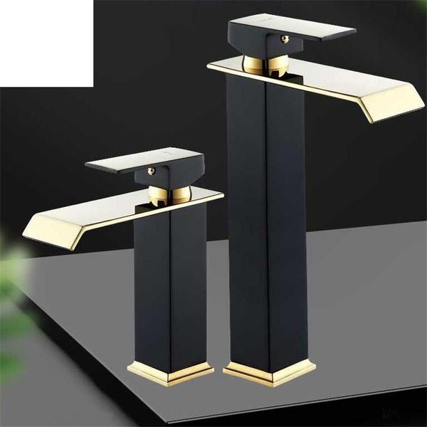 basin faucet gold and black waterfall brass bathroom mixer tap cold sink faucets
basin faucet gold and black waterfall brass bathroom mixer tap cold sink faucets