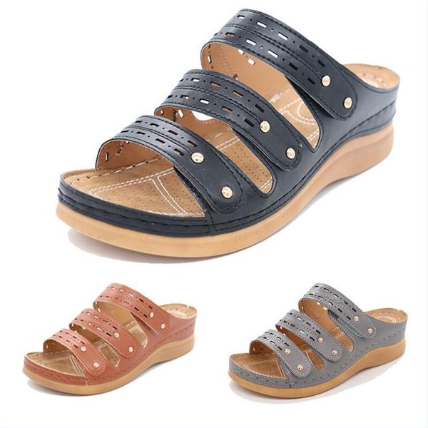 summer women slippers fashion rome retro casual rivet shoes thick bottom wedge open toe sandals beach slip on slides, Black
summer women slippers fashion rome retro casual rivet shoes thick bottom wedge open toe sandals beach slip on slides, Black