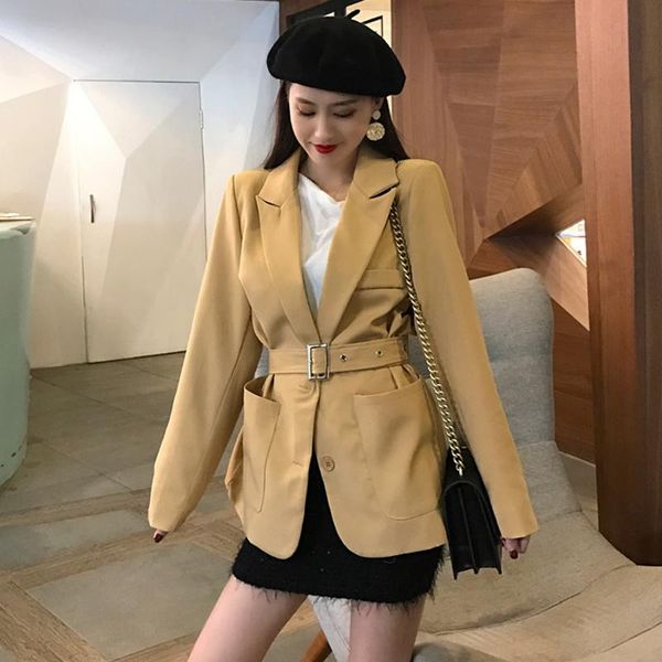 women's suits & blazers vintage loose women blazer sashes female work jacket single breasted elegant outwear feminino 2021 high quality, White;black
women's suits & blazers vintage loose women blazer sashes female work jacket single breasted elegant outwear feminino 2021 high quality, White;black